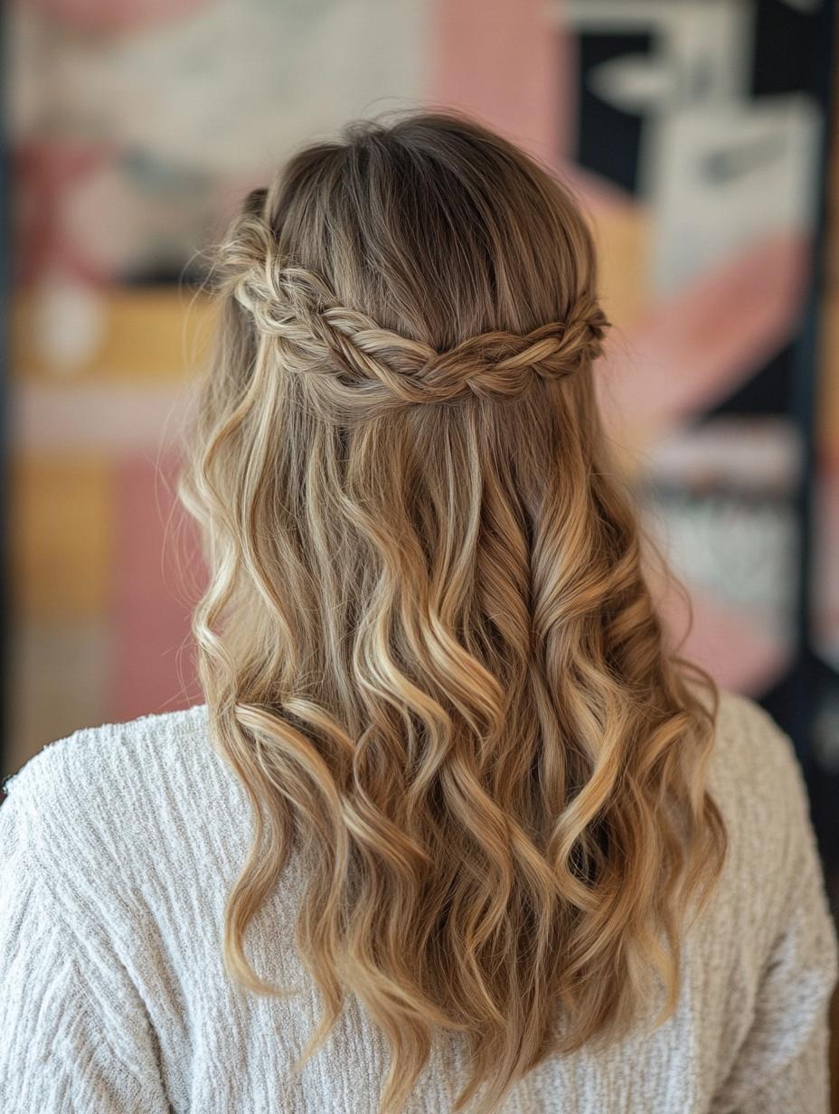Cascading Curls with Braided Headband