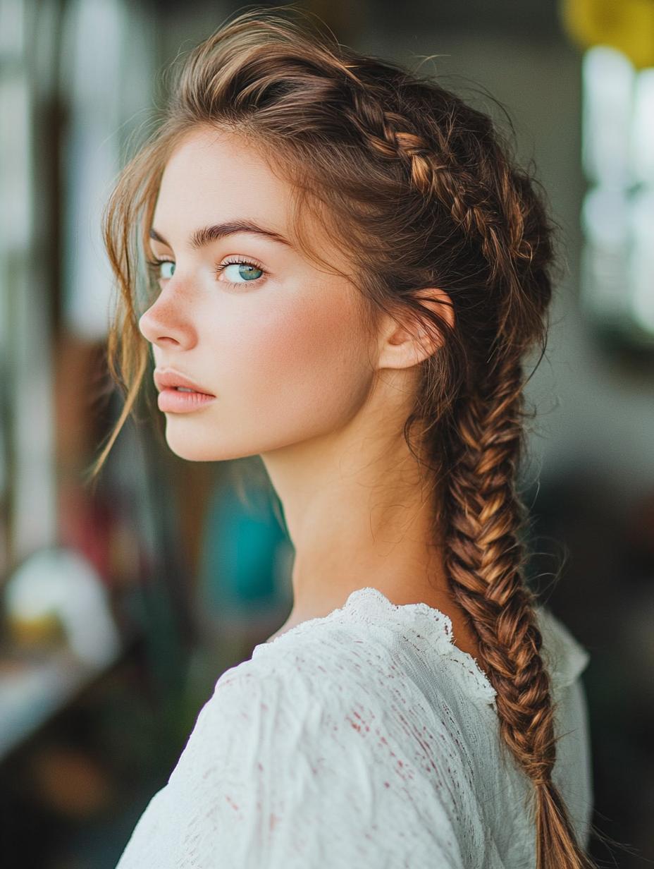 Side Braid with Loose Ends